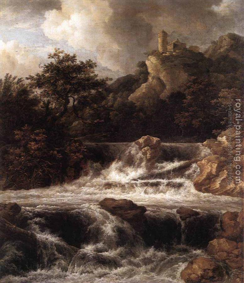 Jacob Van Ruisdael : Waterfall With Castle Built On The Rock